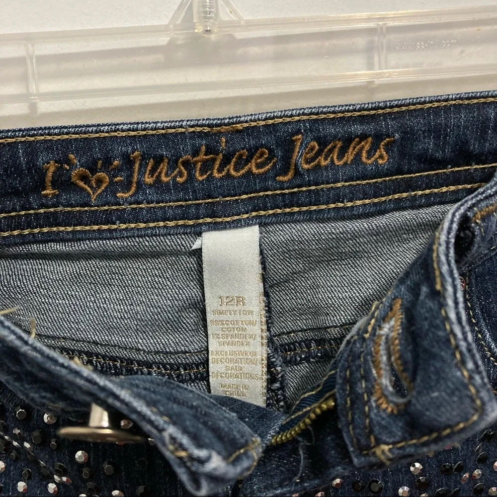 Justice Girls Blue Studded Jean Shorts Denim Jorts